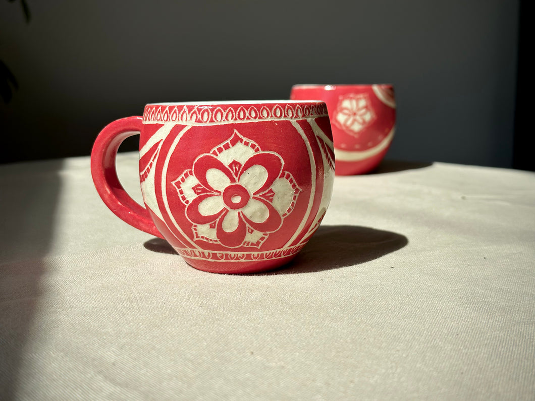 Carved flower mug